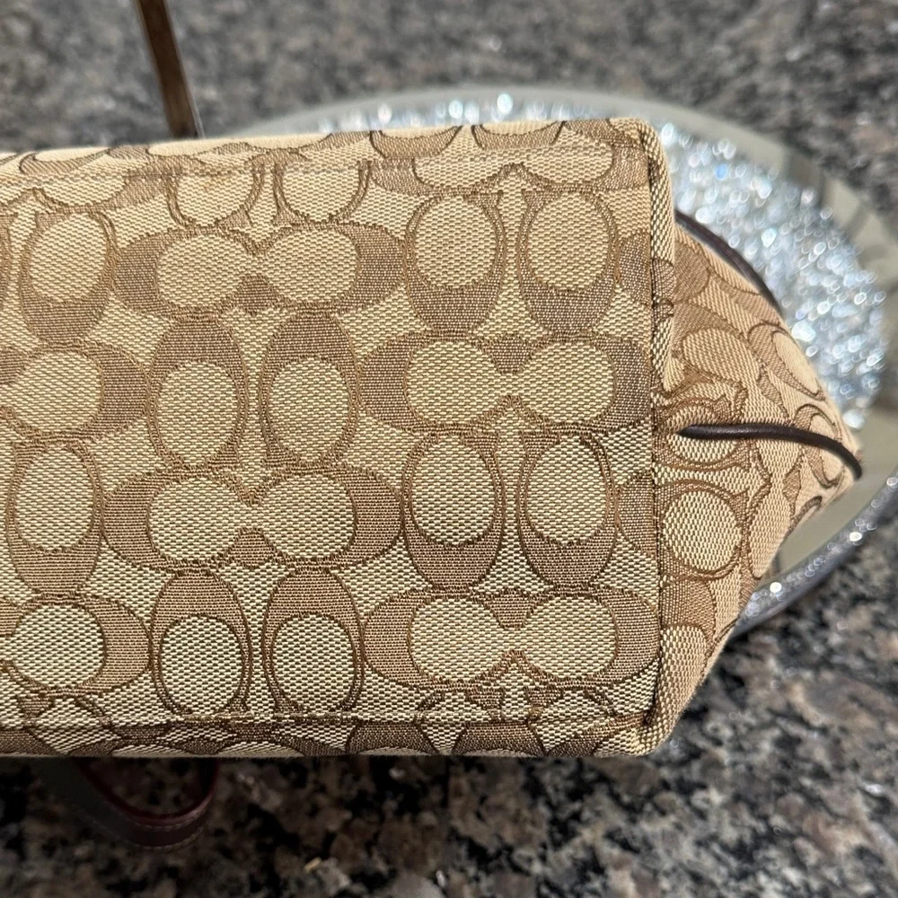 Coach Brown Signature Canvas Tote with Dark Brown Trim EUC